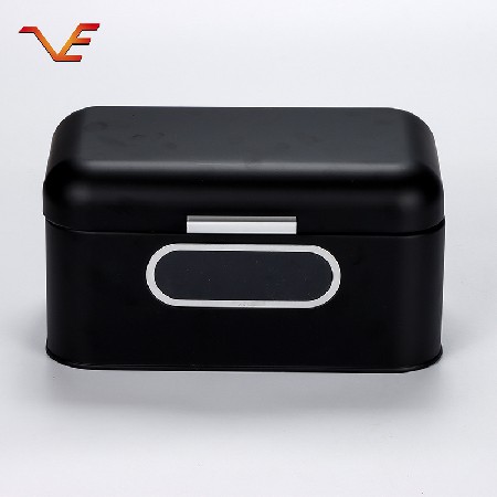 Factory direct sales black fashion simple iron can sealed savings can iron sheet bread box windowed aluminum hand
