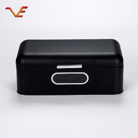 Factory direct sales black fashion simple iron can sealed savings can iron sheet bread box windowed aluminum hand