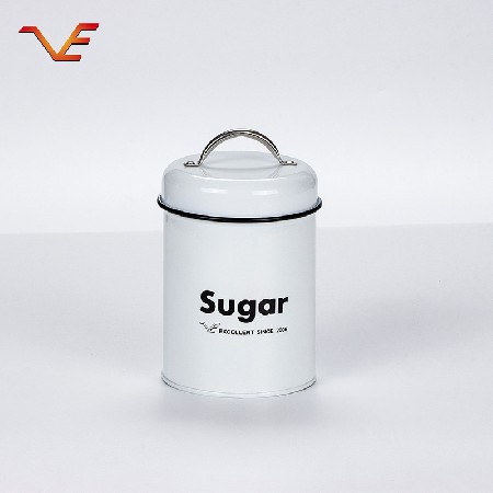 厂家直销 时尚白色家用分类收纳储蓄密封罐 盖顶不锈钢手挽储物罐