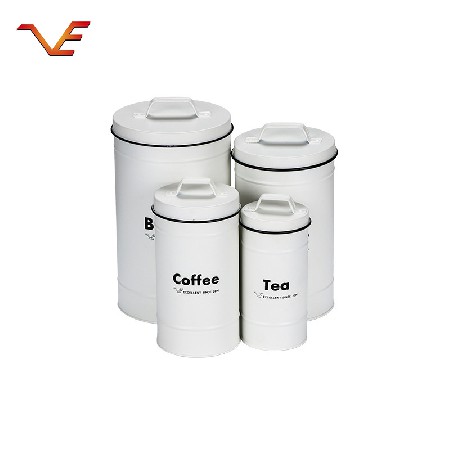 Kitchen miscellaneous grain food tank Tea, coffee and bean sealed storage tank Source manufacturer Flat iron hand round storage tank