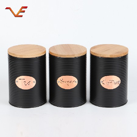 Ma Tiekou tin can European wooden cover storage tank kitchen storage tank set seasoning tank