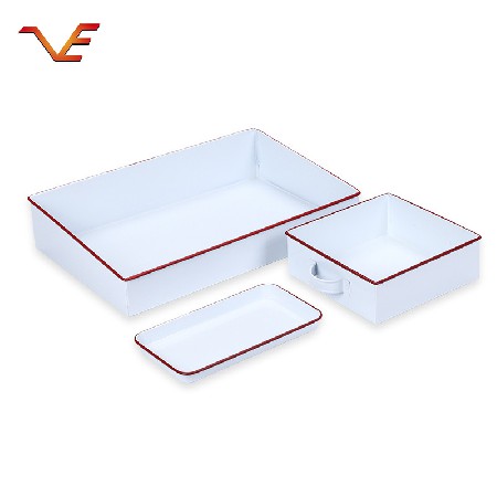 White storage square plate, thickened dish serving tray for household kitchen, rice plate, barbecue fish plate, common simple tableware