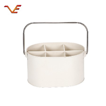 Factory supplied household and commercial fashion simple white six compartment ice bucket portable stainless steel hand ice bucket