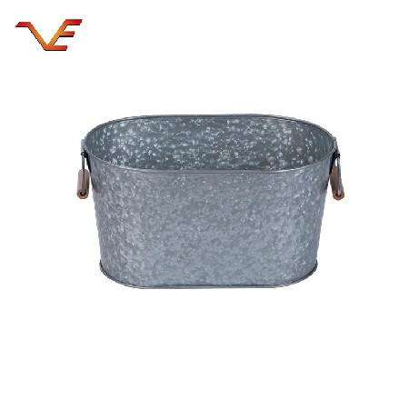 Large capacity oval stainless steel ice bucket bar ktv iron sheet thickened ice bucket food grade powder spraying iron art