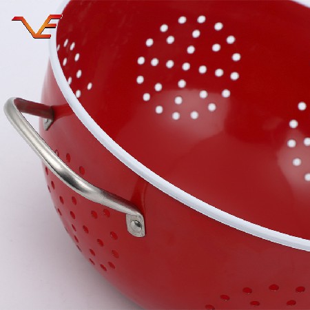 Portable red stainless steel fruit plate for household kitchen Large, medium and small capacity fruit cake placement