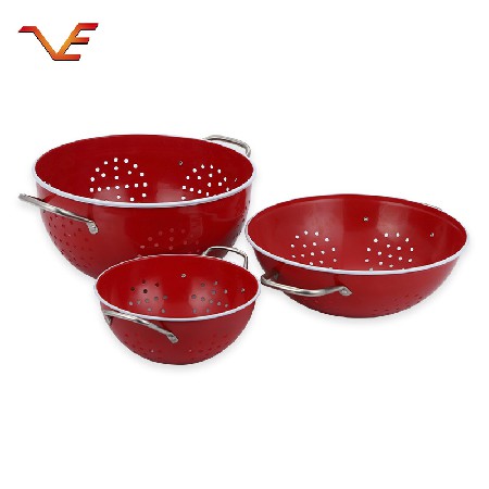 Portable red stainless steel fruit plate for household kitchen Large, medium and small capacity fruit cake placement